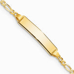 14K Yellow Gold Baby Figaro ID Bracelet - Product Photo