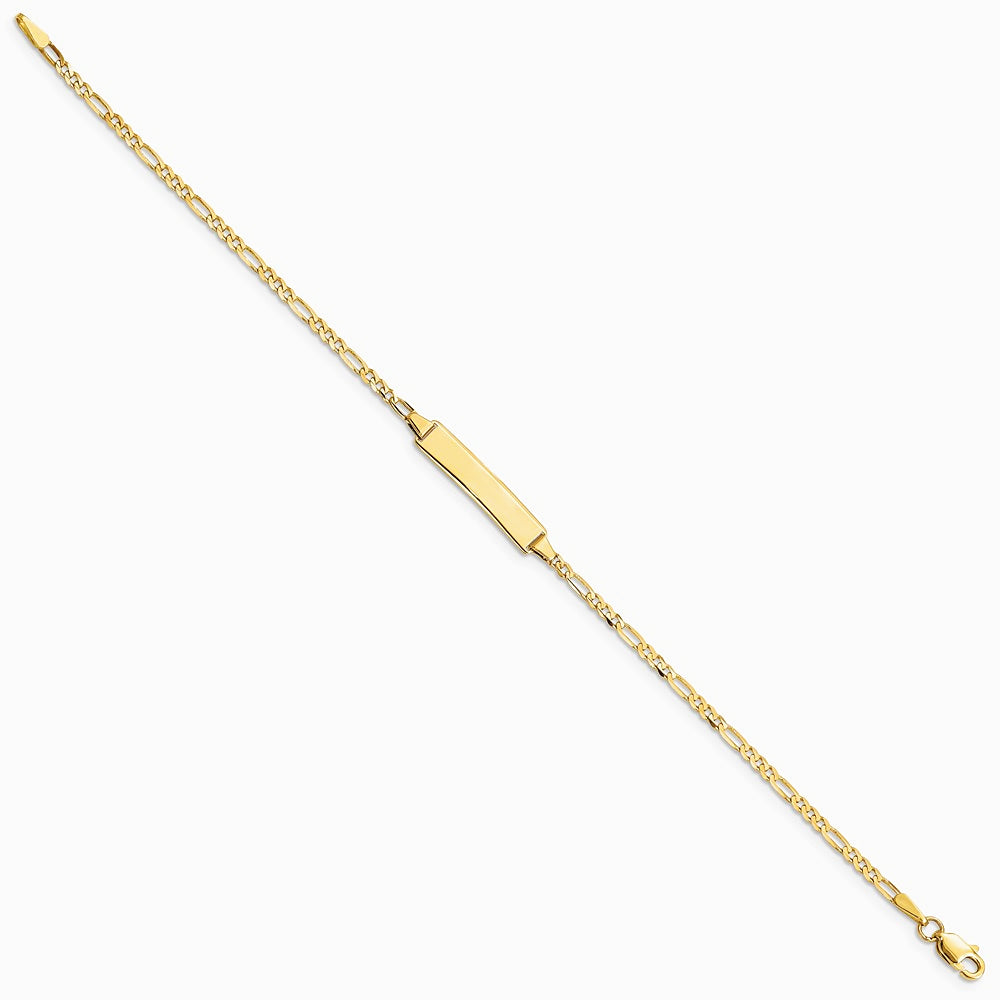 14K Yellow Gold Baby Figaro ID Bracelet - Product Photo