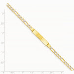 14K Yellow & Rhodium with Rhodium Pavé Figaro ID Bracelet - Product Photo