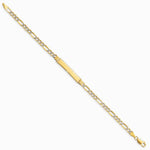 14K Yellow & Rhodium with Rhodium Pavé Figaro ID Bracelet - Product Photo