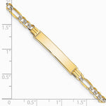 14K Yellow & Rhodium with Rhodium Pavé Figaro ID Bracelet - Product Photo