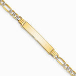 14K Yellow & Rhodium with Rhodium Pavé Figaro ID Bracelet - Product Photo