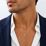 14K White Gold Uppercase Letter F Initial Charm - Model Shot