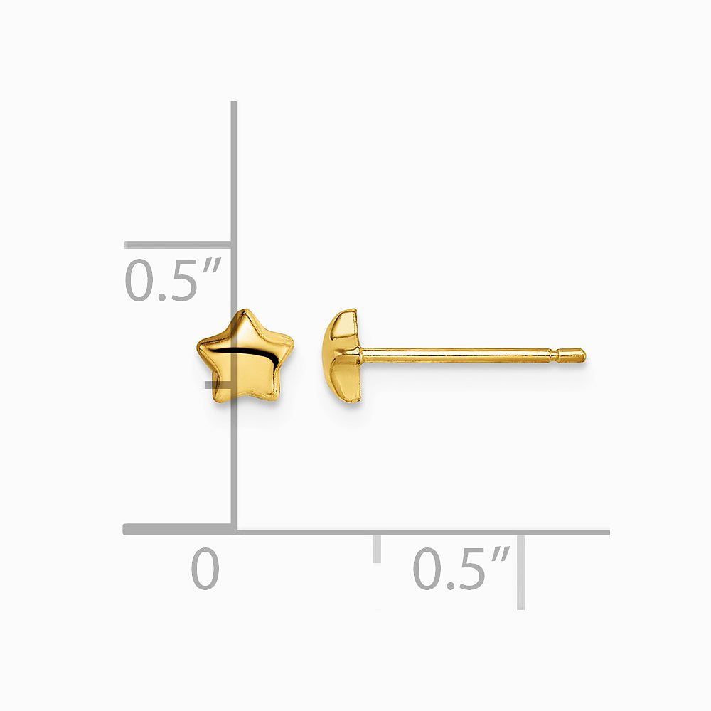 14K Yellow Gold Star Post Earrings - Product Photo