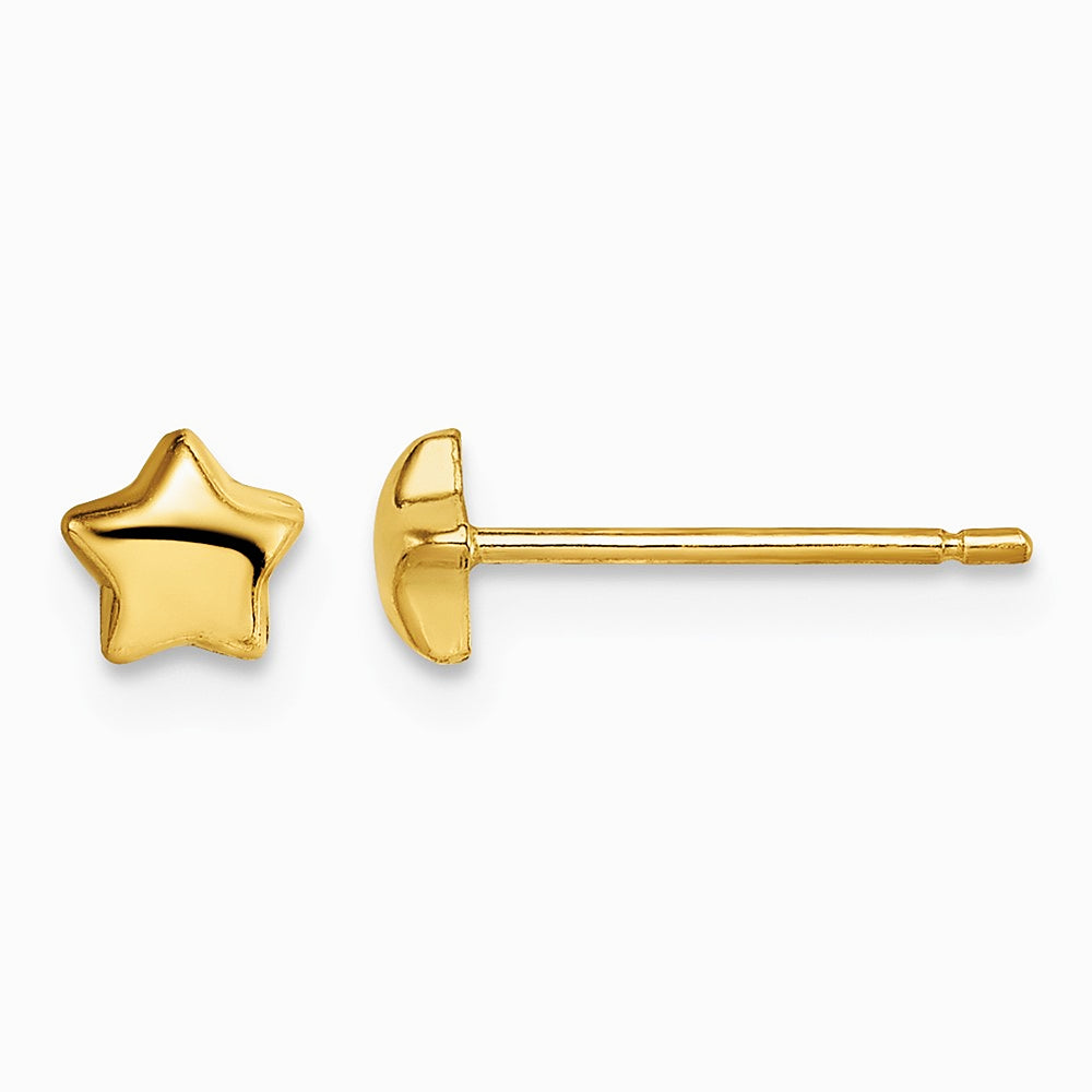 14K Yellow Gold Star Post Earrings - Product Photo