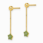 14K Yellow Gold Enameled Star Chain Dangle Post Earrings - Product Photo