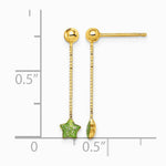 14K Yellow Gold Enameled Star Chain Dangle Post Earrings - Product Photo