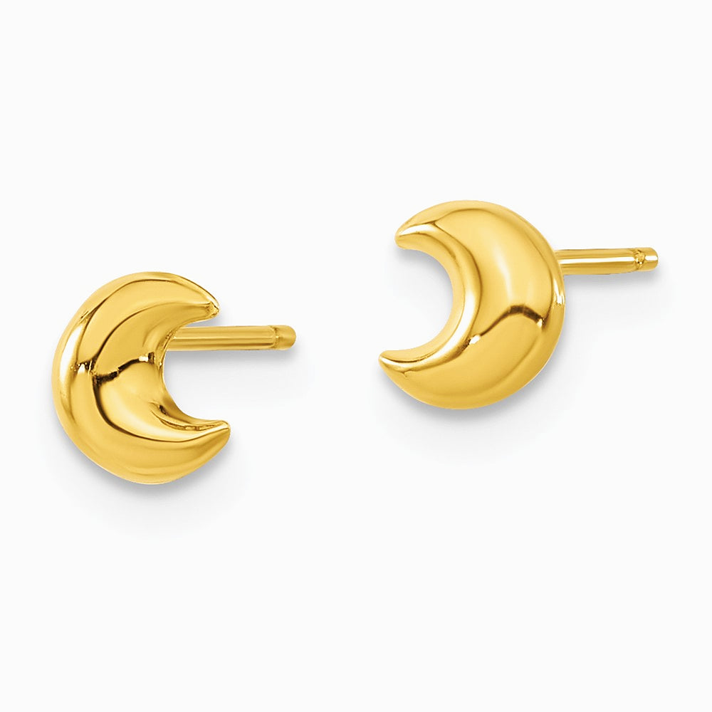 14K Yellow Gold Moon Post Earrings - Product Photo