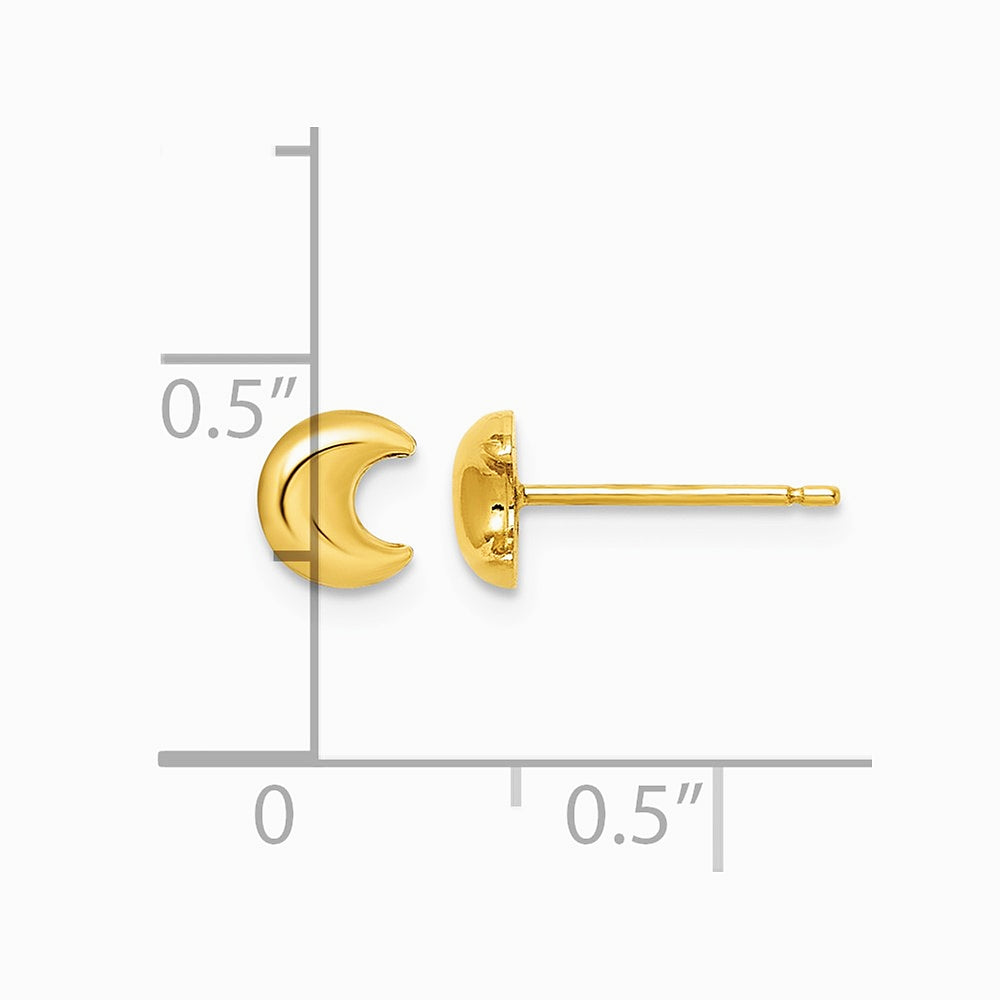 14K Yellow Gold Moon Post Earrings - Product Photo