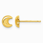 14K Yellow Gold Moon Post Earrings - Product Photo