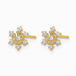 14K Yellow Gold CZ Snowflake Post Earrings - Product Photo