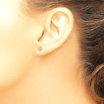 14K Yellow Gold CZ Snowflake Post Earrings - Product Photo