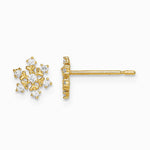 14K Yellow Gold CZ Snowflake Post Earrings - Product Photo