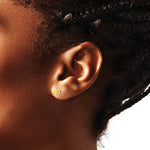 14K Yellow Gold 3mm Genuine Peridot Birthstone Heart Earrings - Product Photo