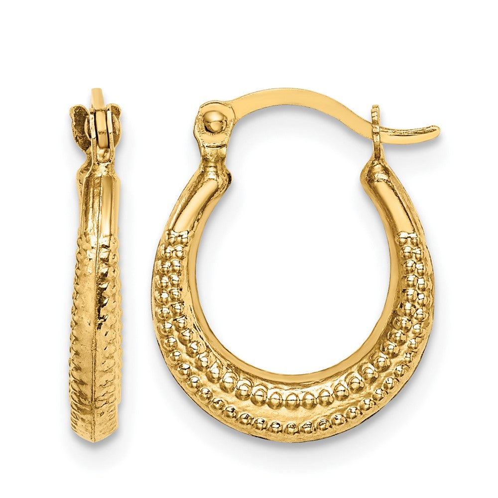 14K Yellow Gold Textured Hoop Earrings
