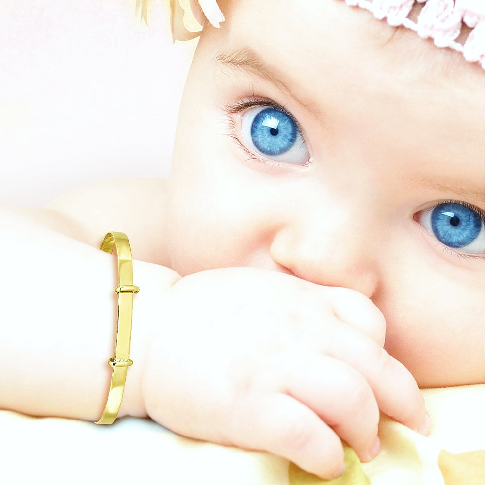 14K Yellow Gold Polished Expandable Baby Bangle - Product Photo