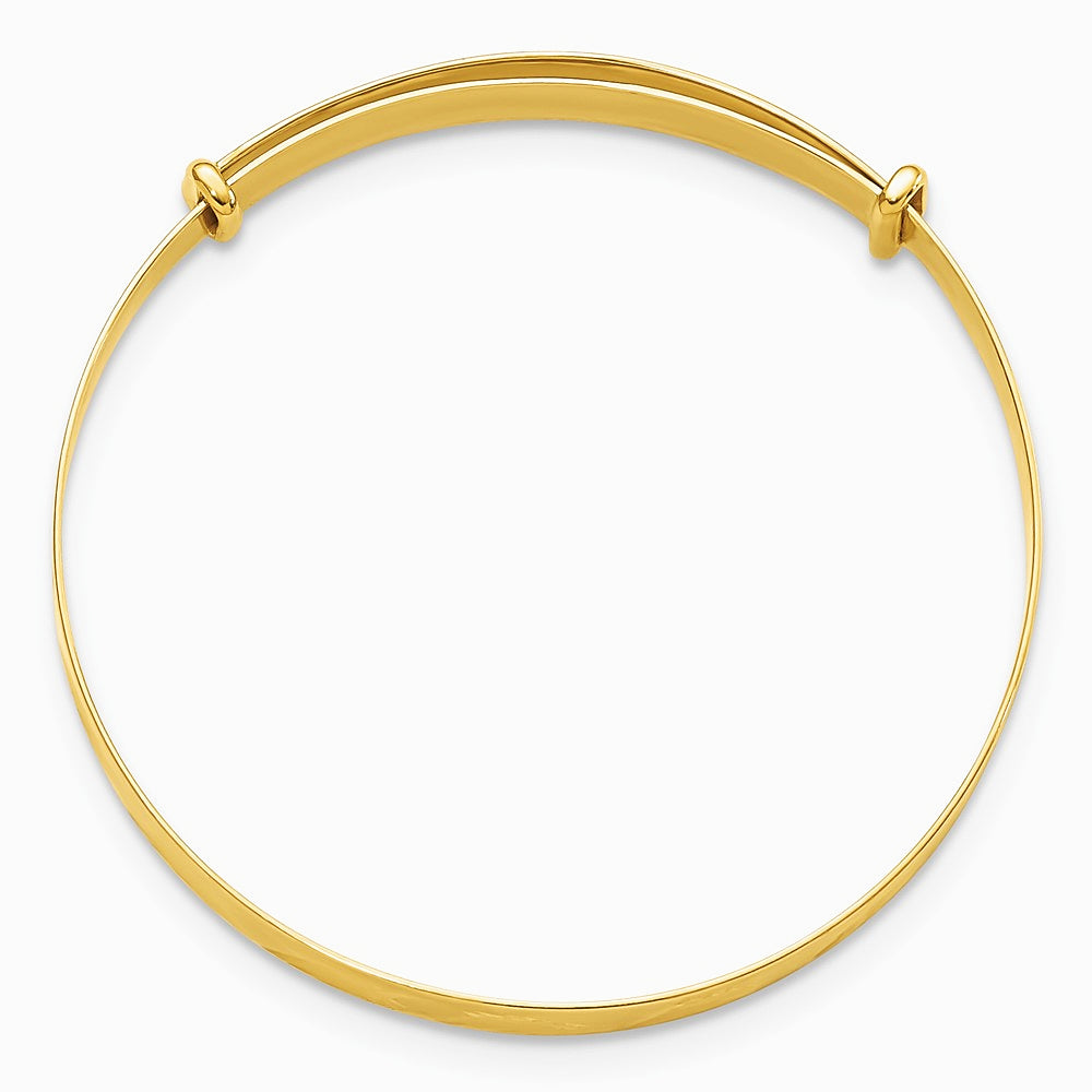 14K Yellow Gold Polished Diamond-Cut Expandable Baby Bangle - Product Photo