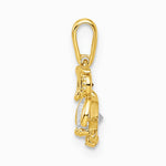 14K Yellow Gold Black & White CZ Owl Pendant - Product Photo