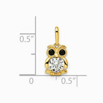 14K Yellow Gold Black & White CZ Owl Pendant - Product Photo