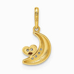 14K Two-tone CZ Moon with Heart Pendant - Product Photo
