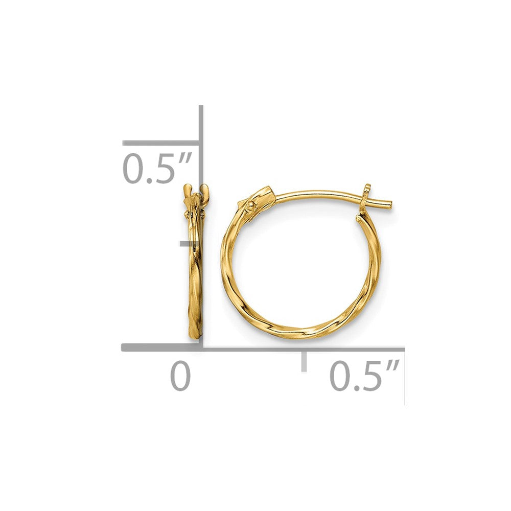 14K Yellow Gold Polished Twisted Hoop Earrings - Product Photo
