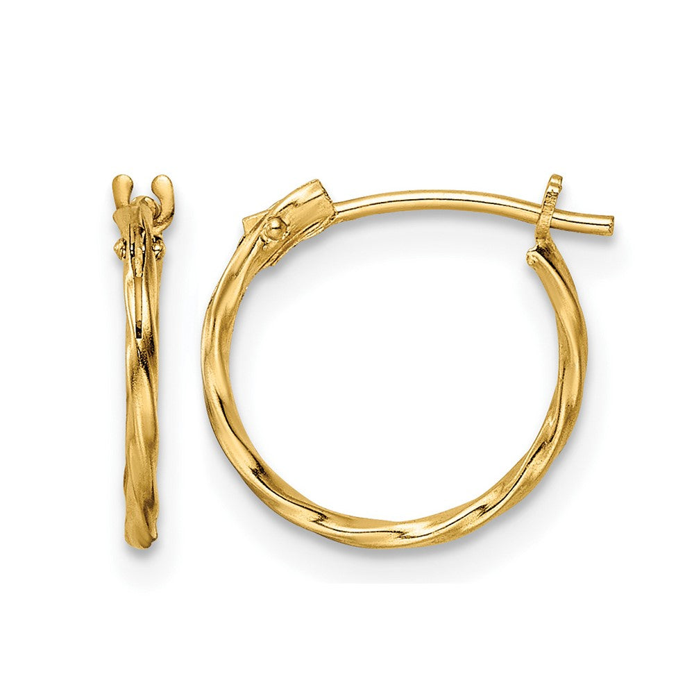 14K Yellow Gold Polished Twisted Hoop Earrings - Product Photo