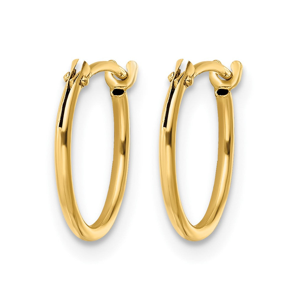 14K Yellow Gold Polished Hinged Hoop Earrings - Product Photo