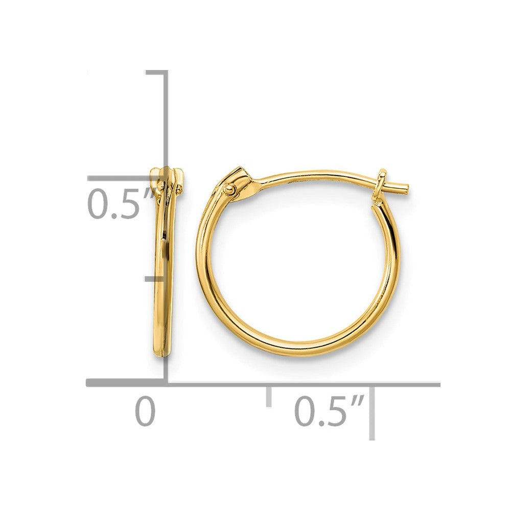 14K Yellow Gold Polished Hinged Hoop Earrings - Product Photo