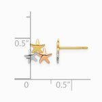 14K Yellow & Rhodium with Rose and White Rhodium Polished Stars Post Earrings - Product Photo