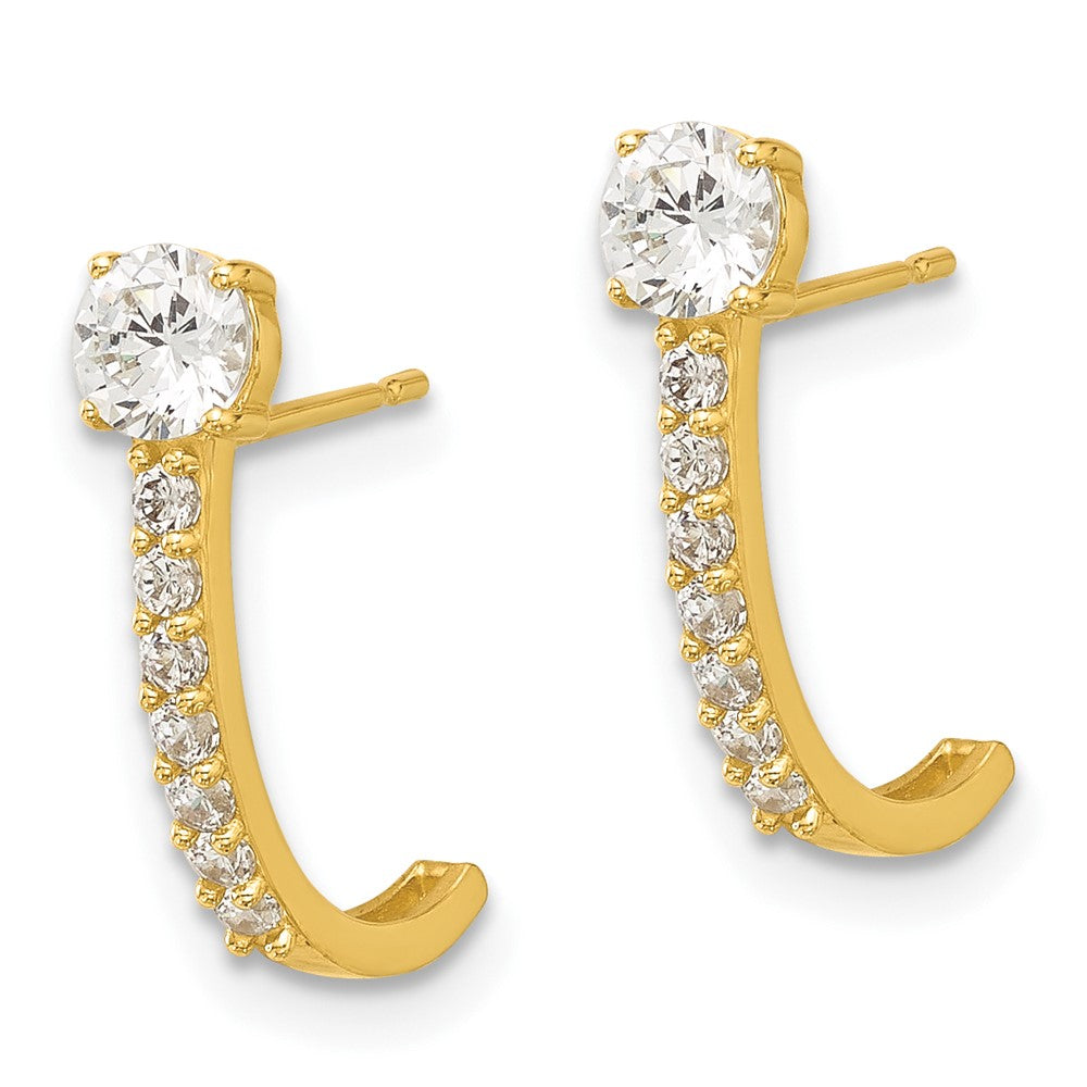 14k Madi K Polished CZ Post J-Hoop Earrings - Product Photo