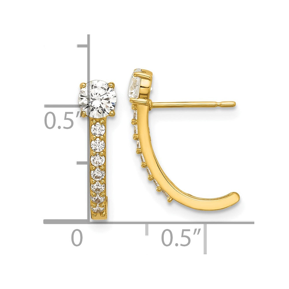 14k Madi K Polished CZ Post J-Hoop Earrings - Product Photo