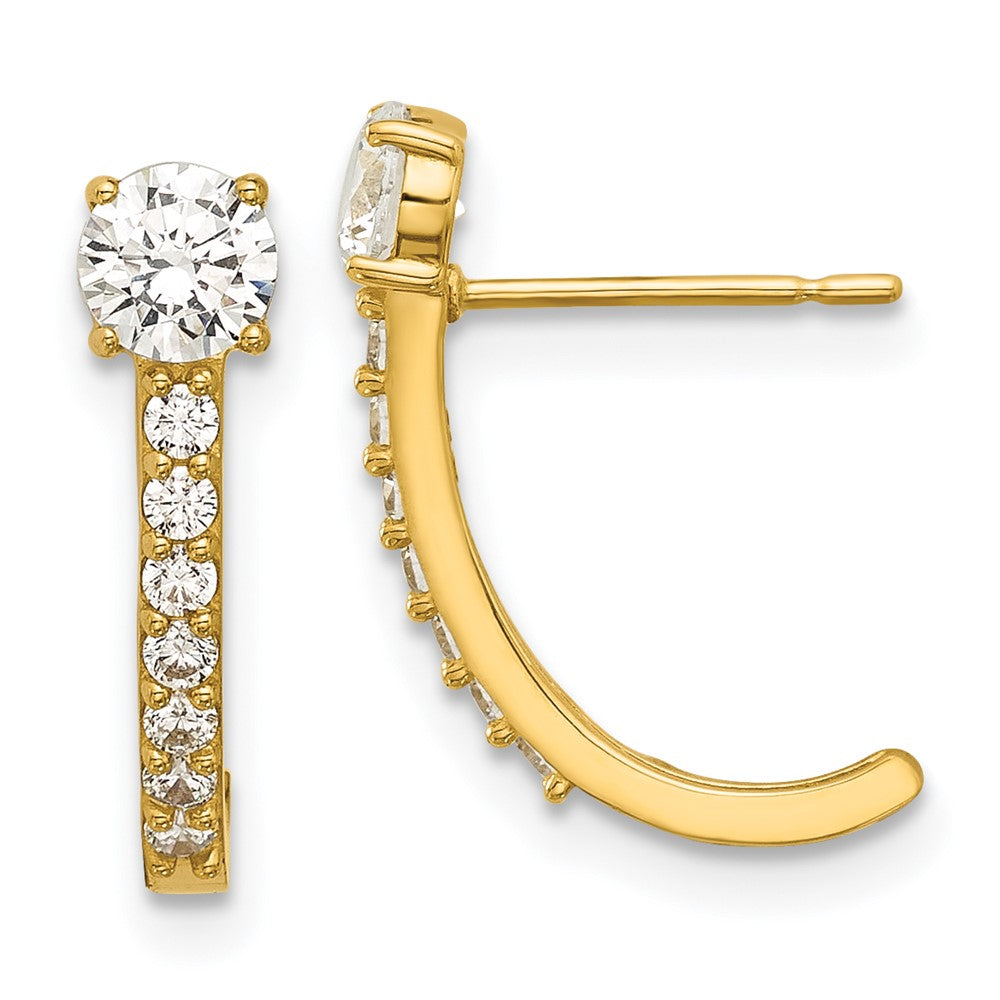 14k Madi K Polished CZ Post J-Hoop Earrings - Product Photo