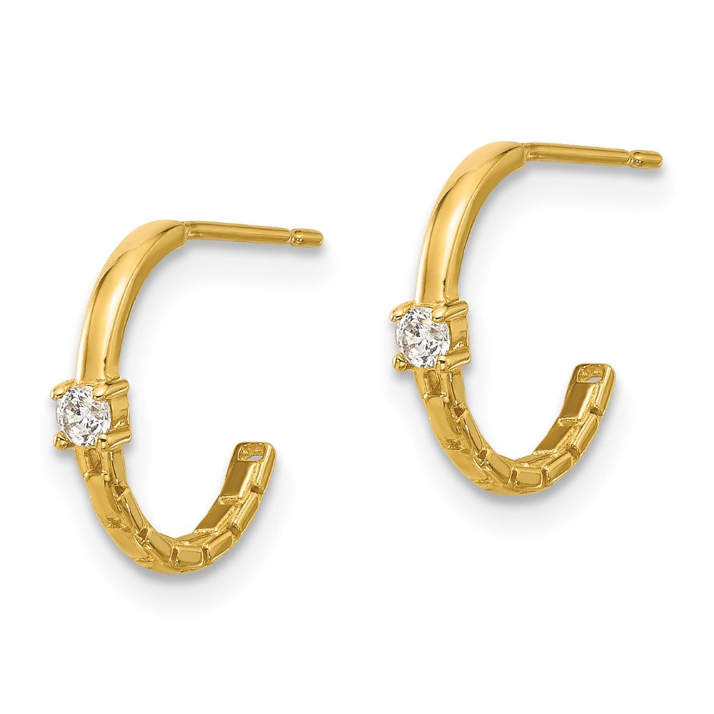 14k Madi K Polished CZ Link Post Hoop Earrings - Product Photo
