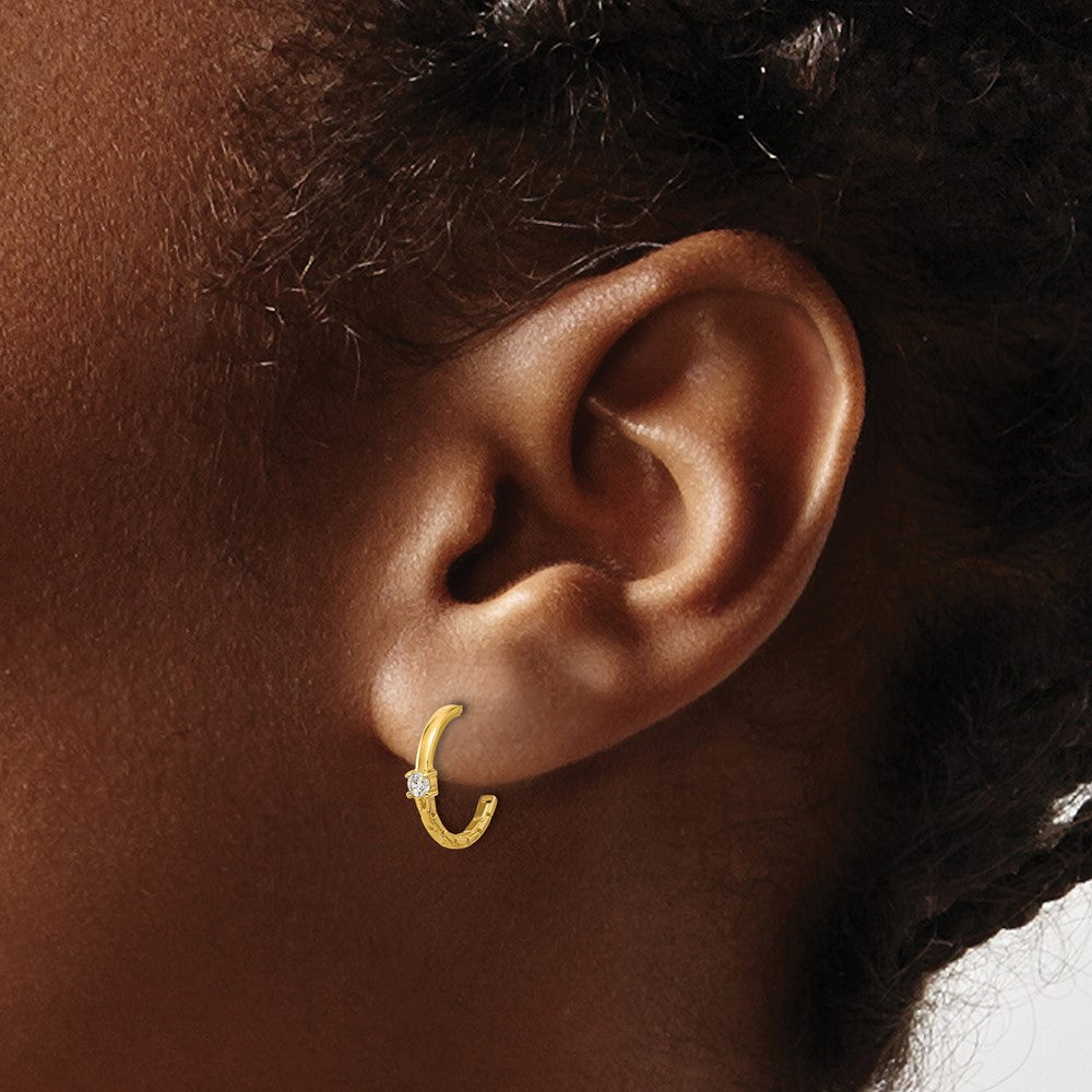 14k Madi K Polished CZ Link Post Hoop Earrings - Product Photo