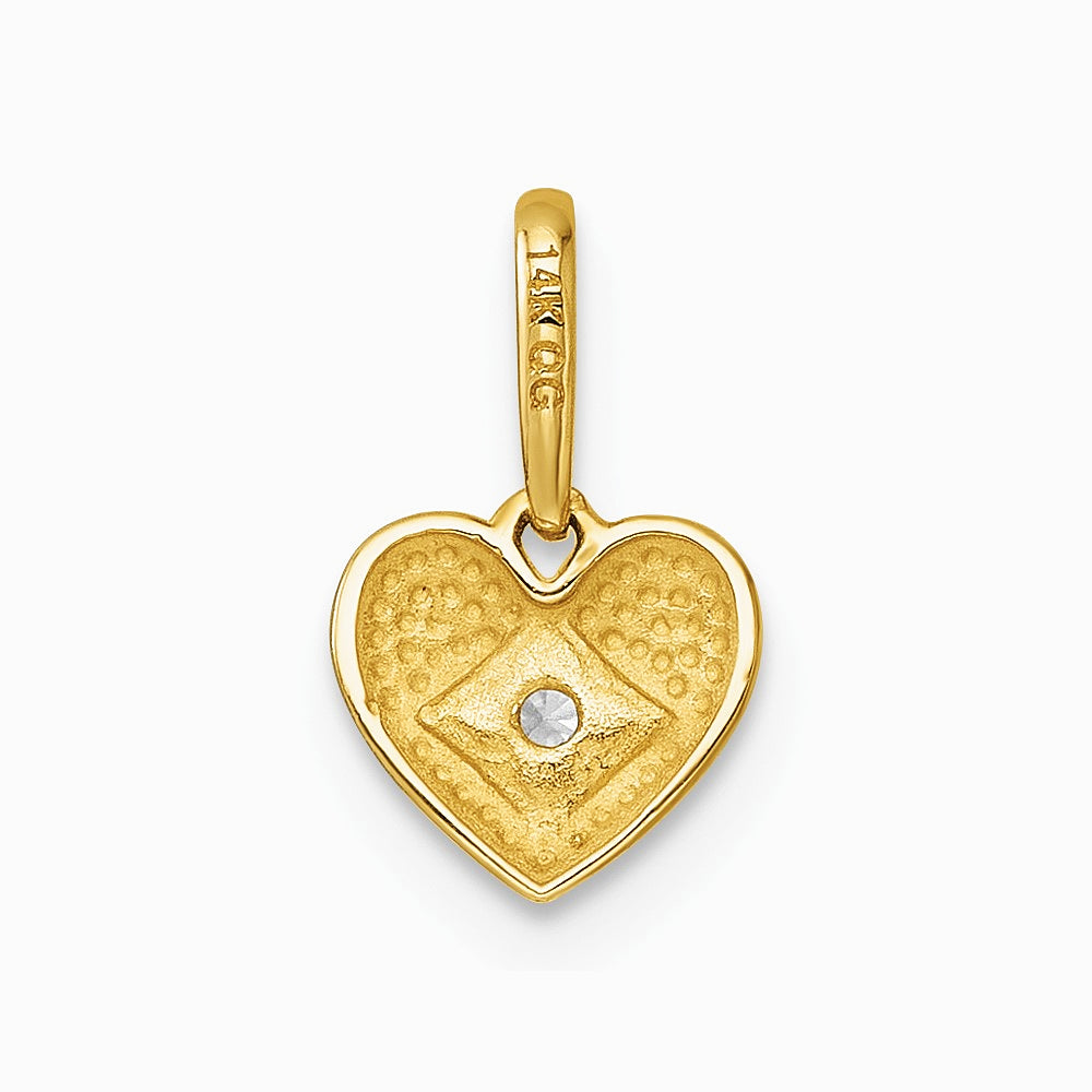 14K Yellow Gold Polished CZ Heart Pendant - Product Photo