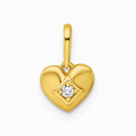 14K Yellow Gold Polished CZ Heart Pendant - Product Photo