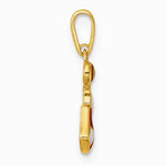 14K Yellow Gold Polished Red/White Epoxy Christmas Stocking Pendant - Product Photo