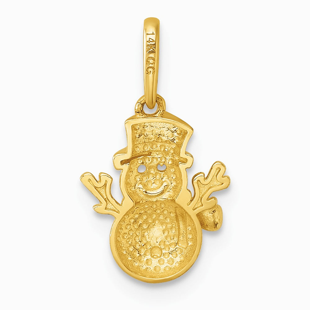 14K Yellow Gold Polished Snowman Pendant - Product Photo