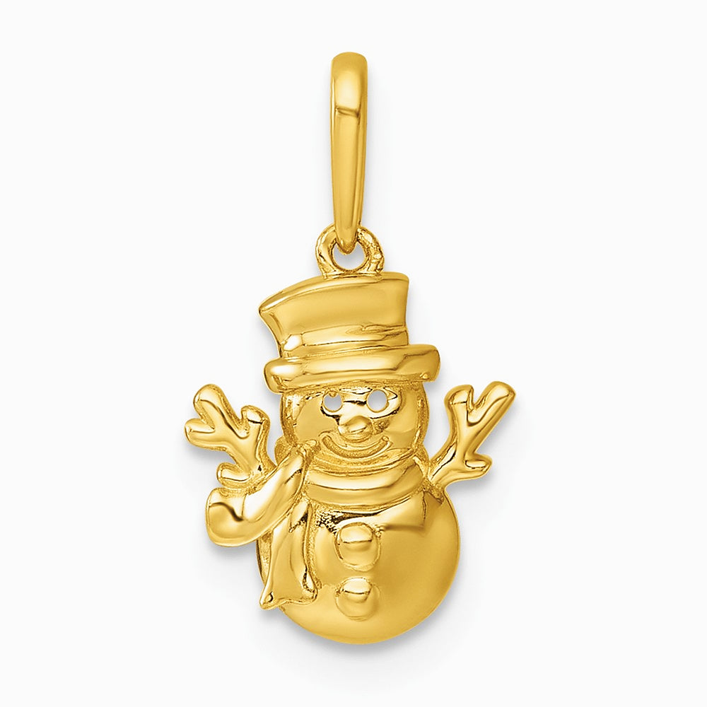 14K Yellow Gold Polished Snowman Pendant - Product Photo