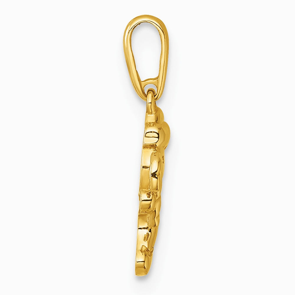 14K Yellow Gold Polished Smiling Gingerbread Pendant - Product Photo