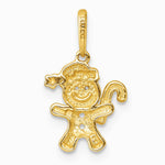 14K Yellow Gold Polished Smiling Gingerbread Pendant - Product Photo