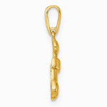 14K Yellow Gold Polished Stocking with Candy Pendant - Product Photo