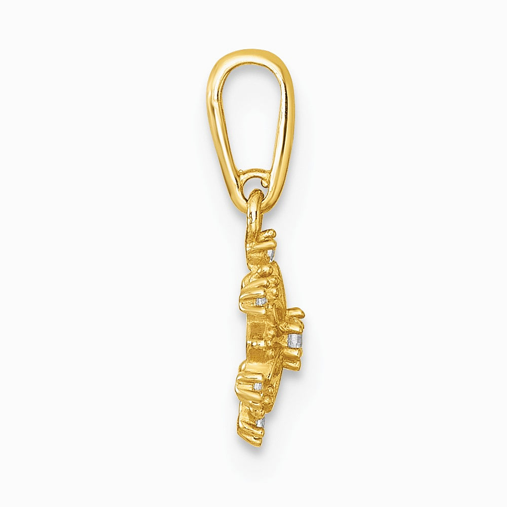 14K Yellow Gold Polished CZ Snowflake Pendant - Product Photo