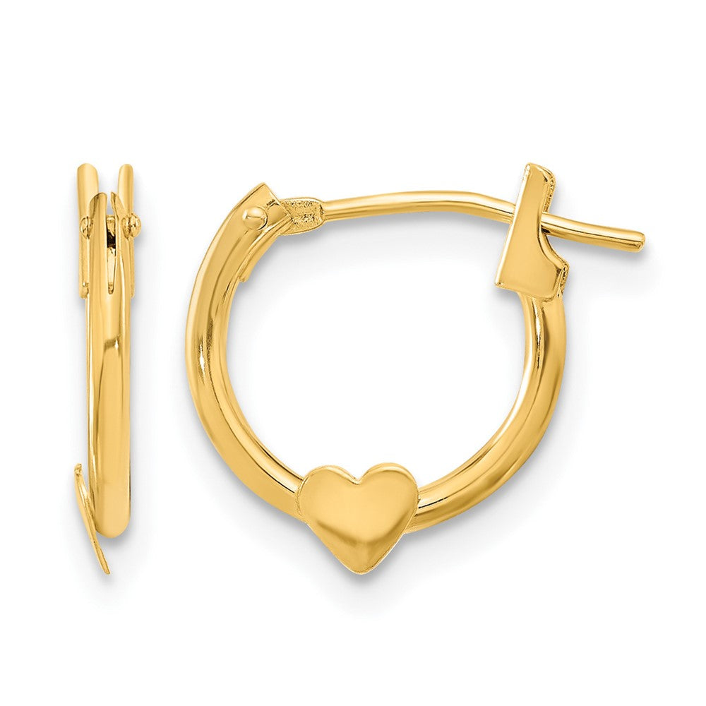 14K Yellow Gold Heart Hoop Earrings