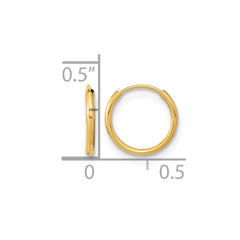 14K Yellow Gold Endless Hoop Earrings - Product Photo