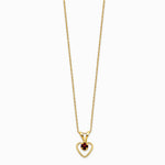 14K Yellow Gold 3mm Garnet Heart Birthstone Necklace - Product Photo
