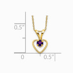 14K Yellow Gold 3mm Amethyst Heart Birthstone Necklace - Product Photo
