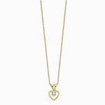 14K Yellow Gold 3mm Aquamarine Heart Birthstone Necklace - Product Photo