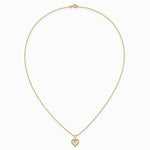 14K Yellow Gold 3mm Aquamarine Heart Birthstone Necklace - Product Photo