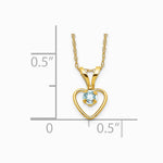 14K Yellow Gold 3mm Aquamarine Heart Birthstone Necklace - Product Photo